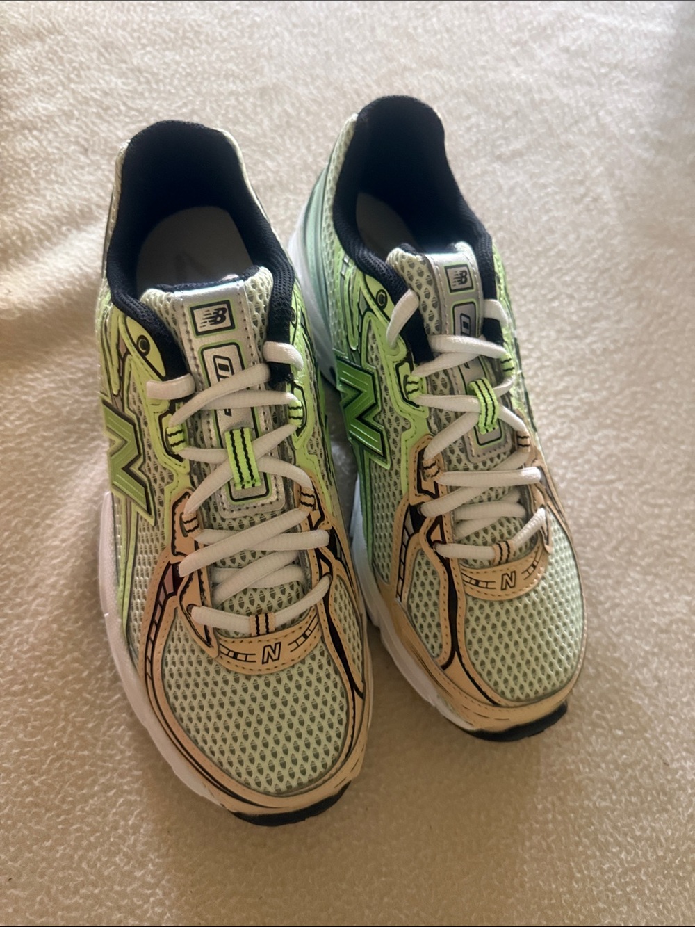 New Balance Kids Light Green and White Sneakers